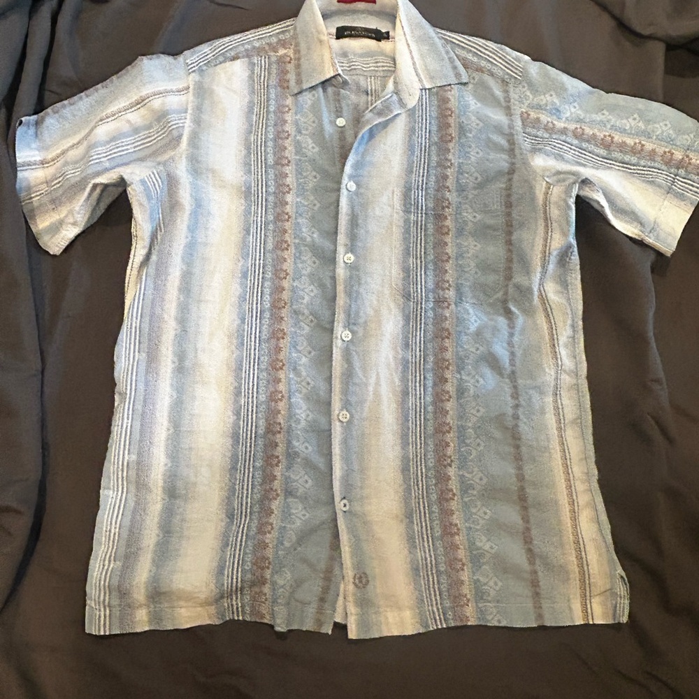 Bugatchi Light Blue and Gray Patterned Shirt